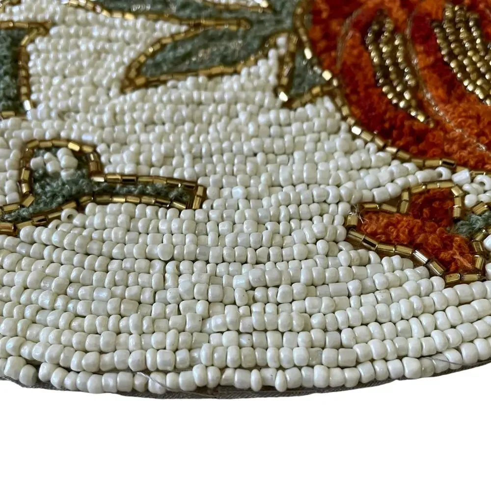 Tahari PUMPKIN  Beaded Placemat Charger 15